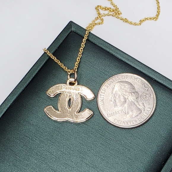 CHANEL Black & Gold Double C Pendant Necklace – S925 Gold Over Sterling Silver - Picture 2 of 3